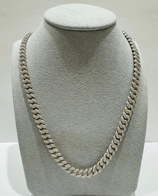 SILVER MOISSANITE NECKLACE VVS   12.47CTW   8mm   20"