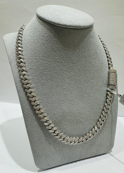 SILVER MOISSANITE NECKLACE VVS   10.53CTW   8.2mm   20"