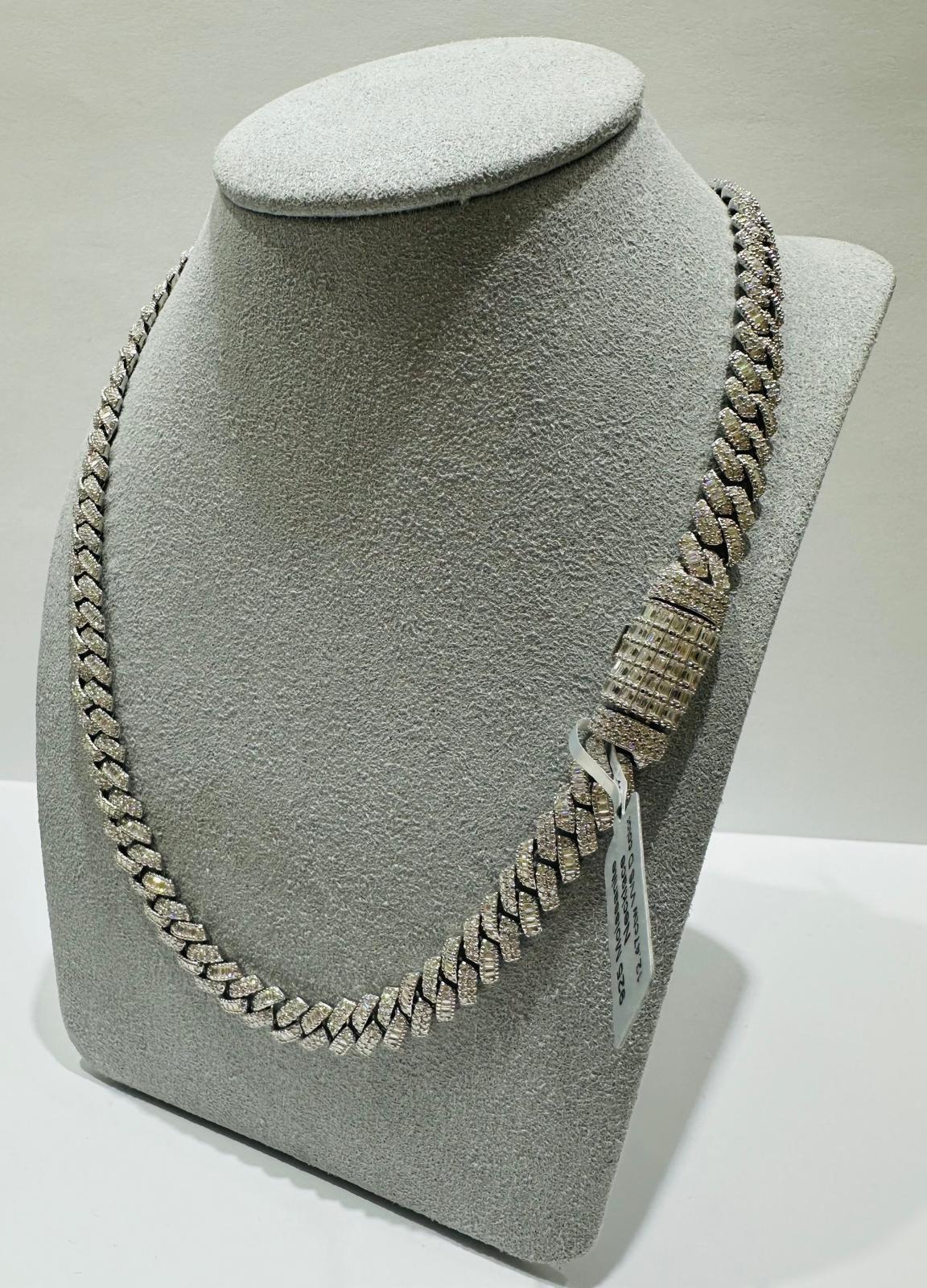 SILVER MOISSANITE NECKLACE VVS   10.53CTW   8.2mm   20"