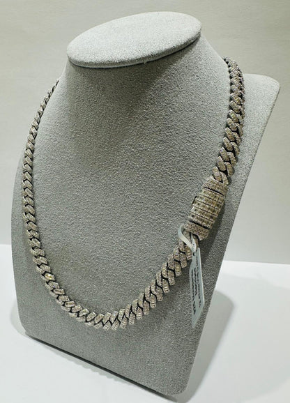 SILVER MOISSANITE NECKLACE VVS   10.53CTW   8.2mm   20"