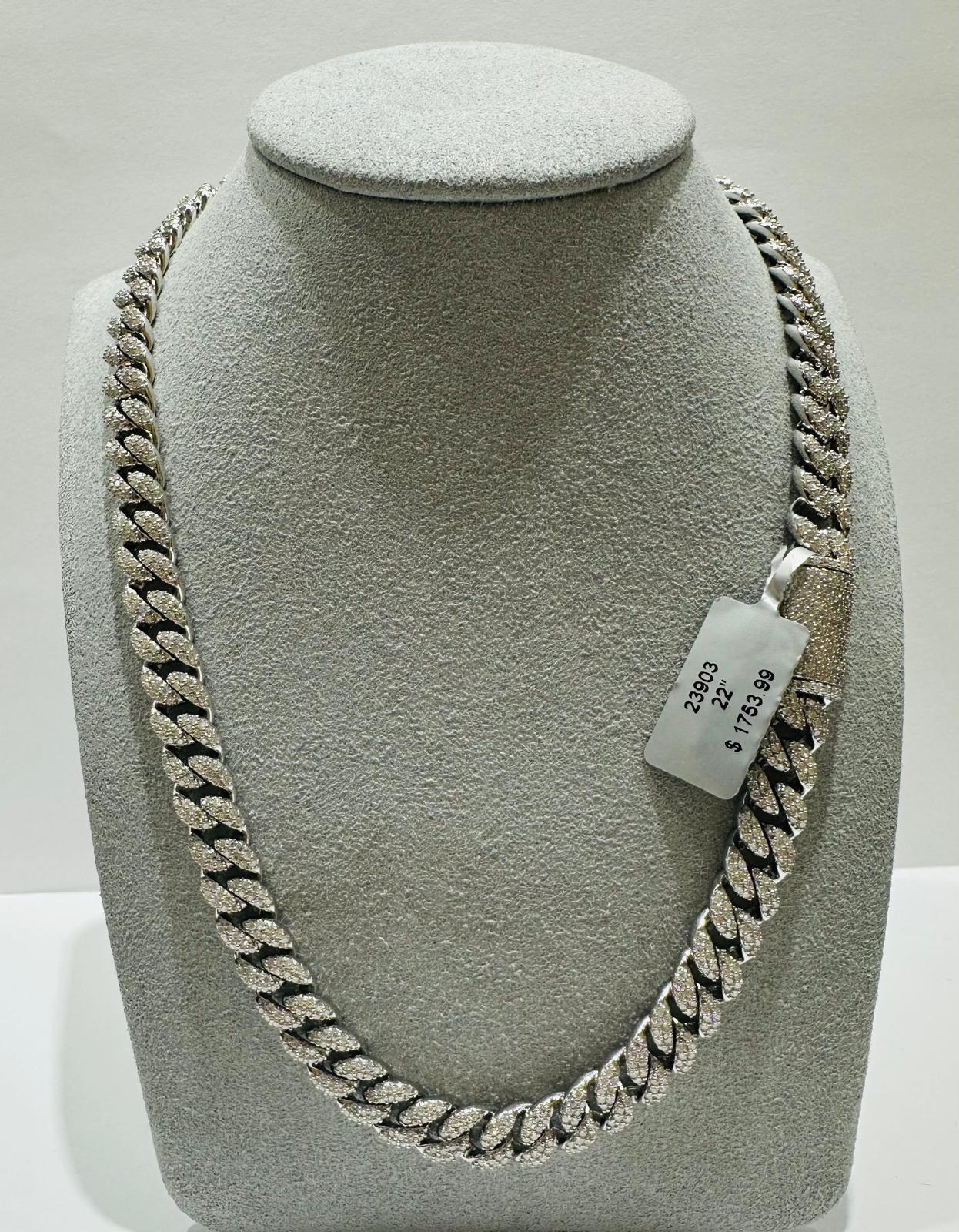 SILVER MOISSANITE NECKLACE VVS   10.72CTW   22"