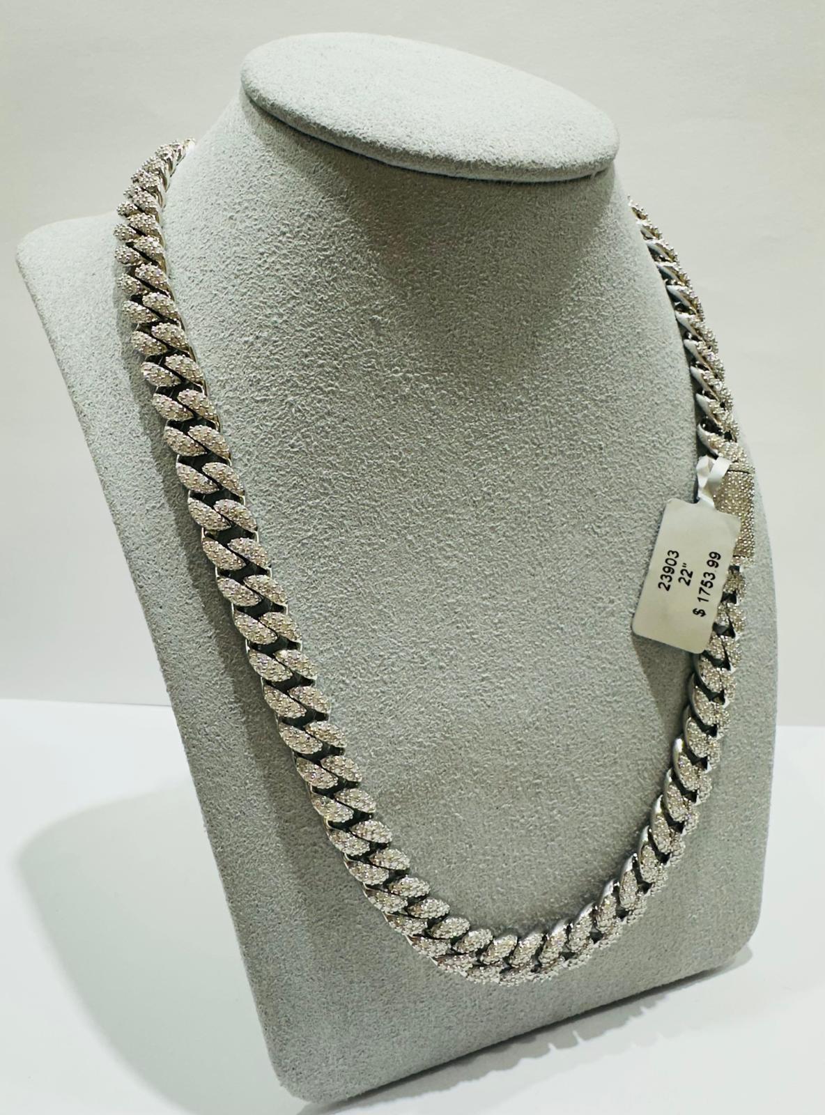 SILVER MOISSANITE NECKLACE VVS   10.72CTW   22"