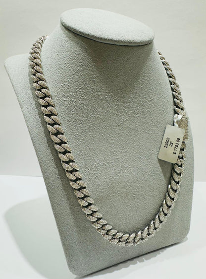 SILVER MOISSANITE NECKLACE VVS   10.72CTW   22"