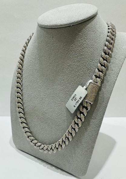 SILVER MOISSANITE NECKLACE VVS   10.72CTW   22"