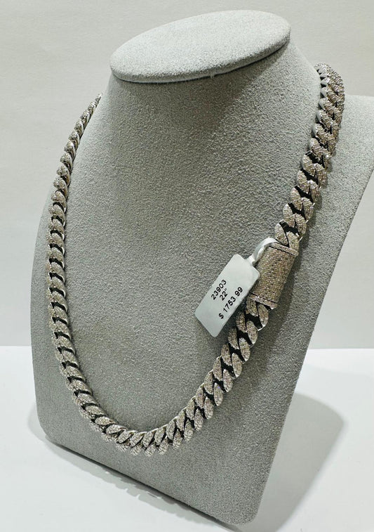 SILVER MOISSANITE NECKLACE VVS   10.72CTW   22"