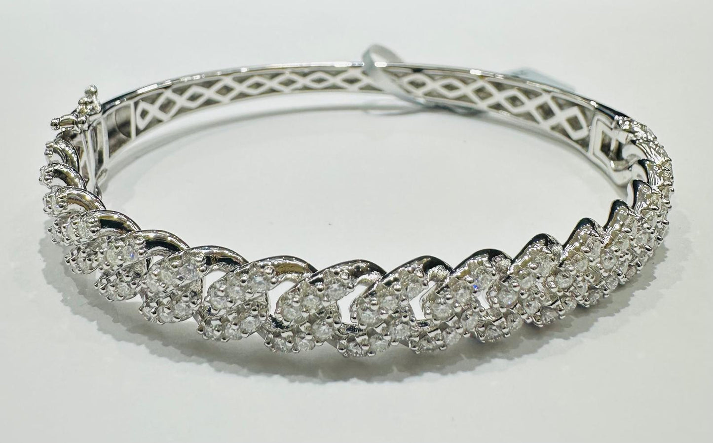 SILVER MOISSANITE BANGLE BRACELET VVS   2.61CTW