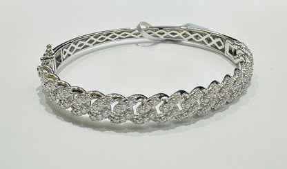 SILVER MOISSANITE BANGLE BRACELET VVS   2.61CTW