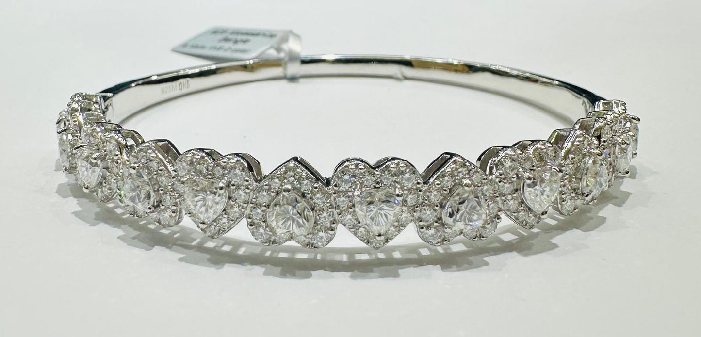 SILVER MOISSANITE BANGLE BRACELET VVS   6.10CTW