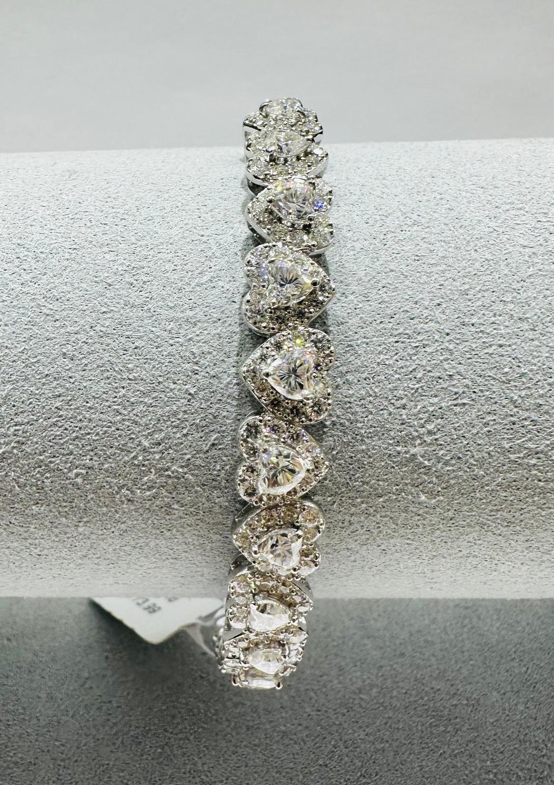 SILVER MOISSANITE BANGLE BRACELET VVS   6.10CTW