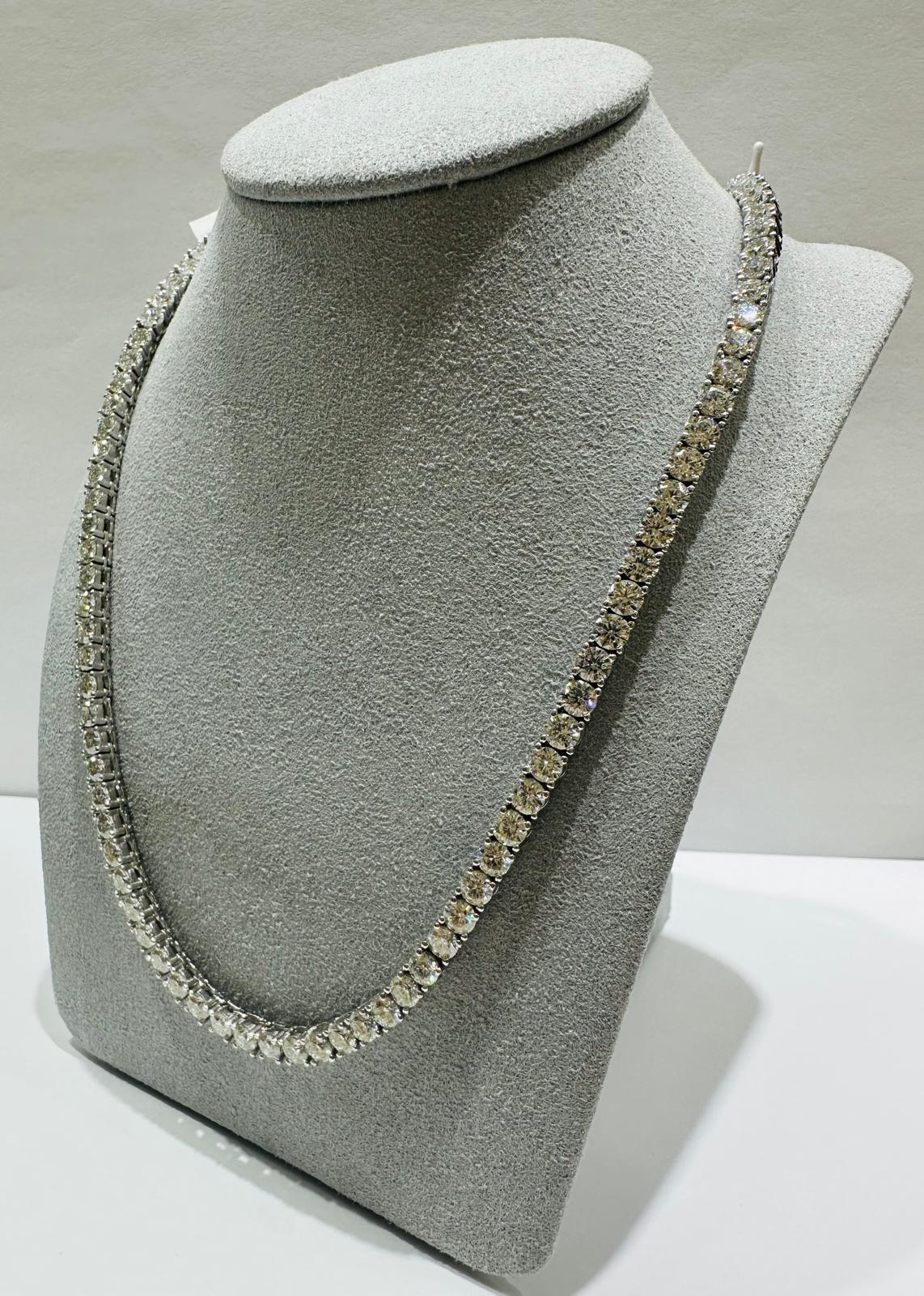 SILVER MOISSANITE TENNIS NECKLACE  VVS   45CTW   4mm  24"