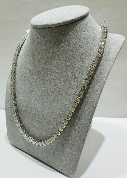SILVER MOISSANITE TENNIS NECKLACE  VVS   45CTW   4mm  24"