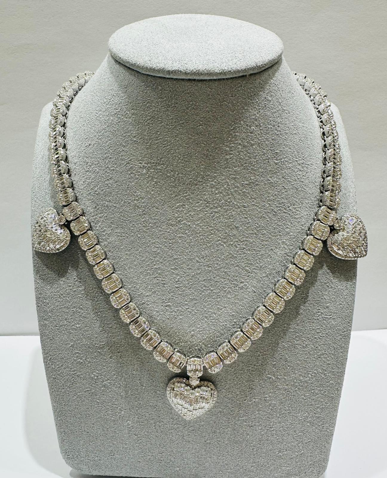 SILVER MOISSANITE HEART NECKLACE  VVS   21.53CTW  22.3mm  18"