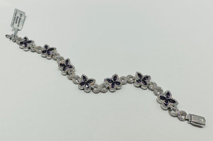 SILVER MOISSANITE BUTTERFLY BRACELET VVS   4.10CTW  12mm  7.5"