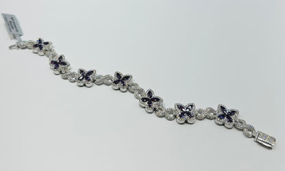 SILVER MOISSANITE BUTTERFLY BRACELET VVS   4.10CTW  12mm  7.5"