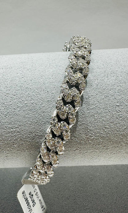 SILVER MOISSANITE BANGLE BRACELET VVS   2.61CTW