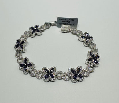 SILVER MOISSANITE BUTTERFLY BRACELET VVS   4.10CTW  12mm  7.5"