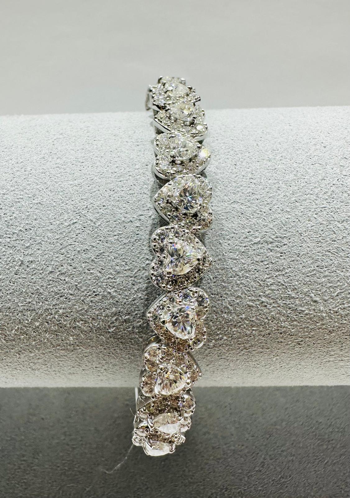 SILVER MOISSANITE BANGLE BRACELET VVS   6.10CTW