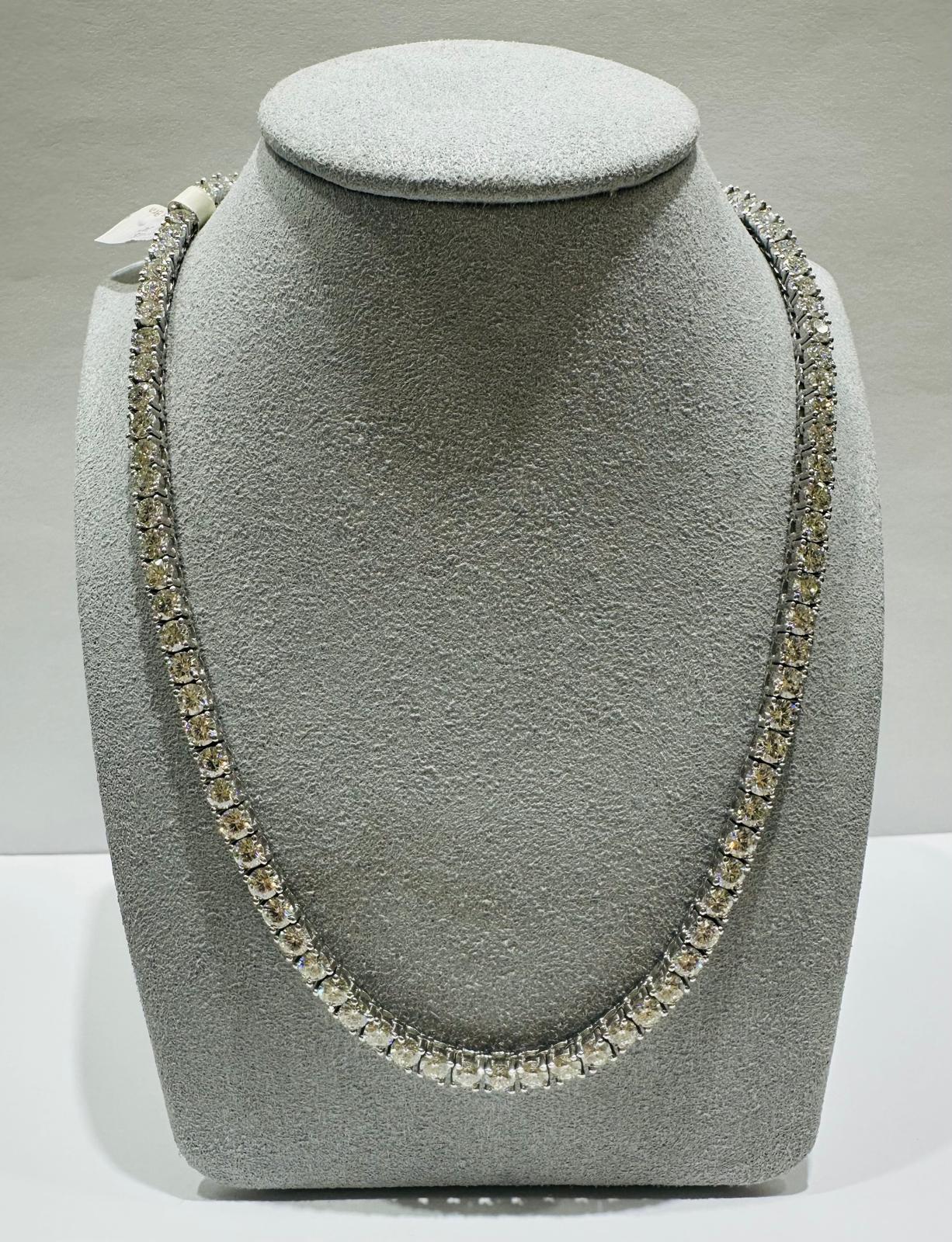 SILVER MOISSANITE TENNIS NECKLACE  VVS   45CTW   4mm  24"