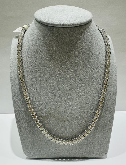 SILVER MOISSANITE TENNIS NECKLACE  VVS   45CTW   4mm  24"