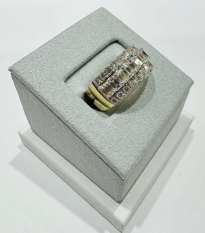 14K GOLD LAB GROWN WHITE ROCK DIAMOND RING VS-  3.13CTW
