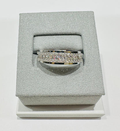 10K WHITE GOLD LAB GROWN DIAMOND ROCK RING VS-  0.84CTW