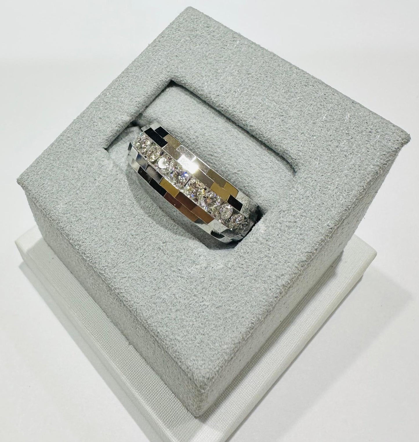14K WHITE GOLD LAB GROWN DIAMOND ROCK RING VS-  0.98CTW