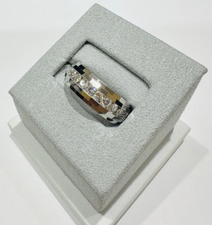 14K WHITE GOLD LAB GROWN DIAMOND ROCK RING VS-  0.98CTW