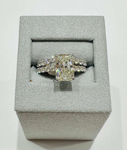 14K WHITE GOLD LAB GROWN DIAMOND RING VS-  4.80TC/CT3.00