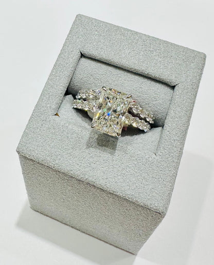 14K WHITE GOLD LAB GROWN DIAMOND RING VS-  4.80TC/CT3.00