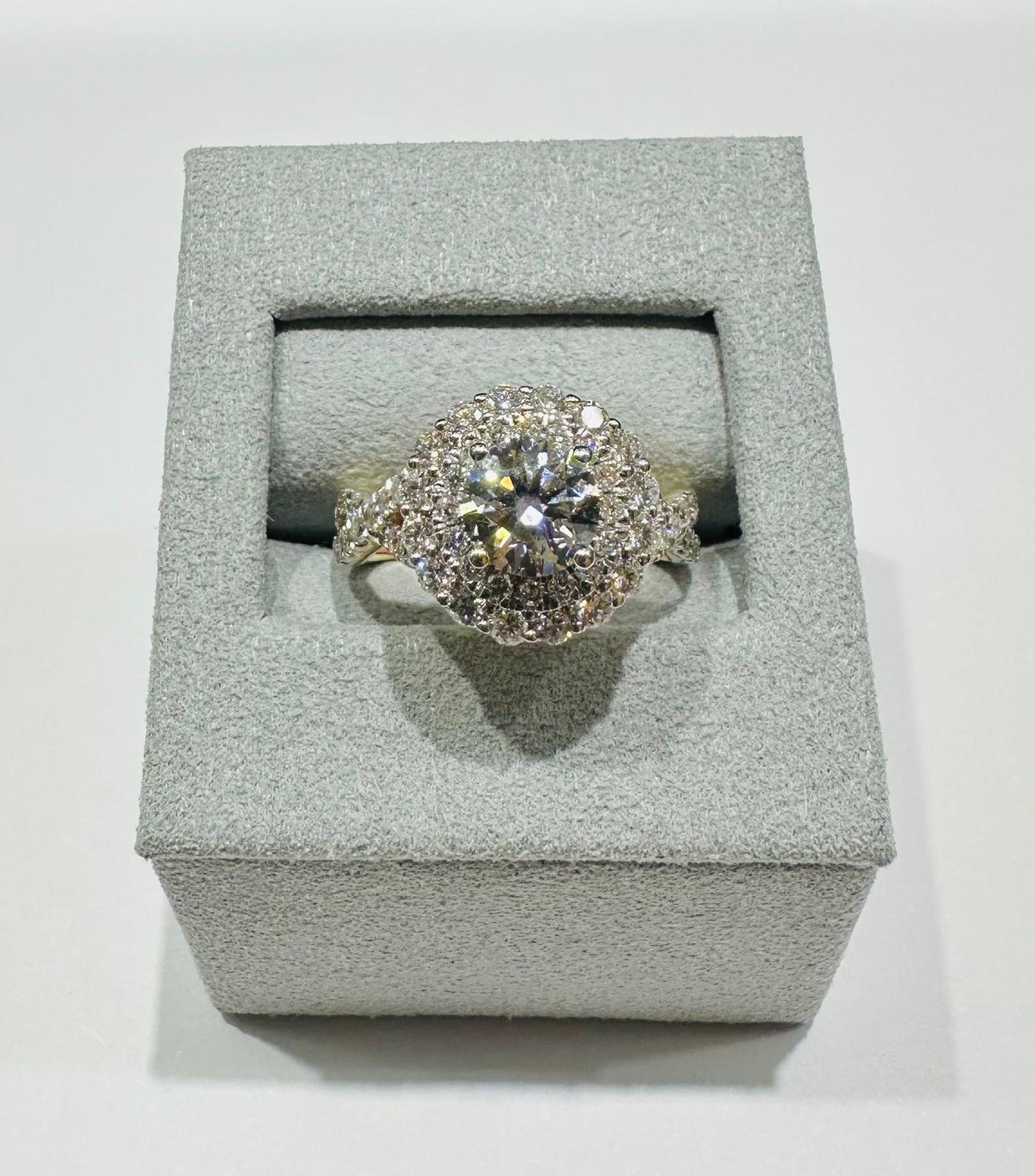 14K GOLD LAB GROWN DIAMOND RING VS-  2.08TC/CT1.03