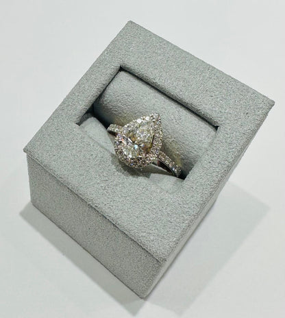 14K GOLD LAB GROWN DIAMOND PEAR RING VS-  1.70TC/CT1.08