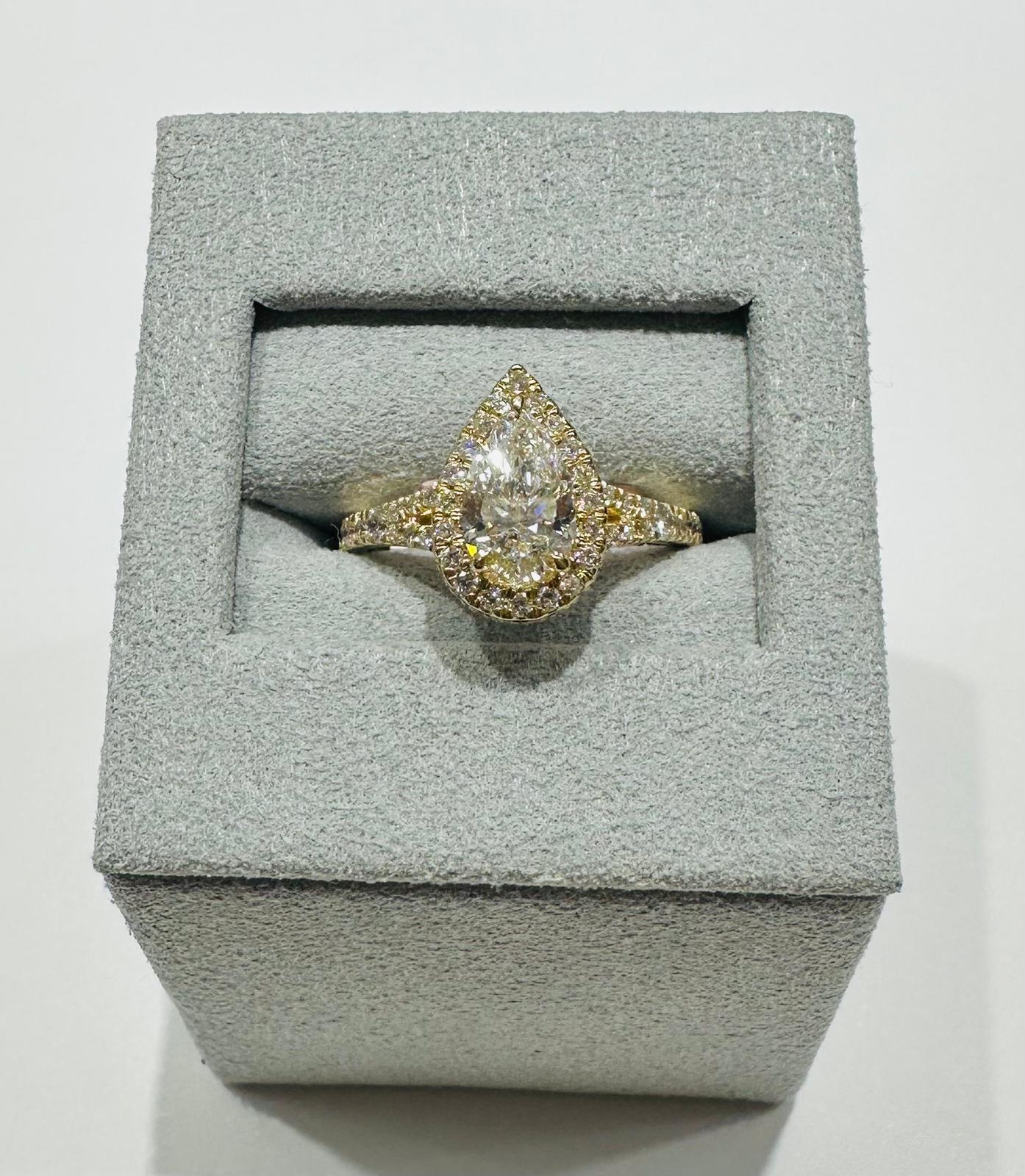 14K GOLD LAB GROWN PEAR SHAPED DIAMOND RNG VS- 1.62TC/CT1.00