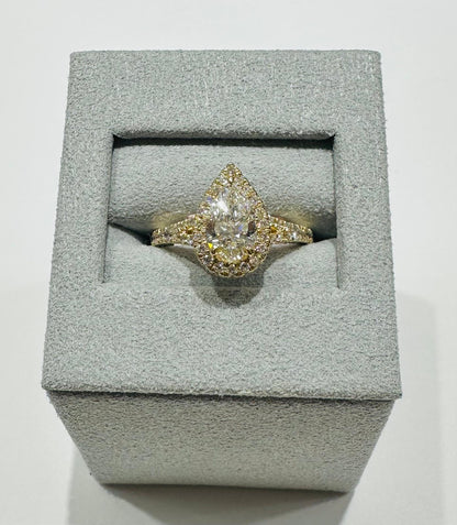 14K GOLD LAB GROWN PEAR SHAPED DIAMOND RNG VS- 1.62TC/CT1.00