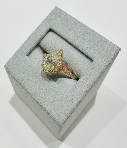 14K GOLD LAB GROWN PEAR SHAPED DIAMOND RNG VS- 1.62TC/CT1.00