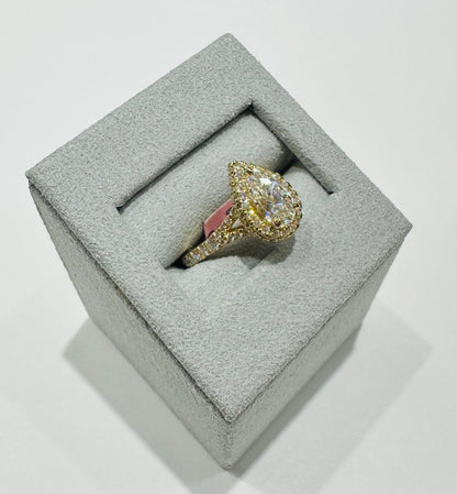 14K GOLD LAB GROWN PEAR SHAPED DIAMOND RNG VS- 1.62TC/CT1.00