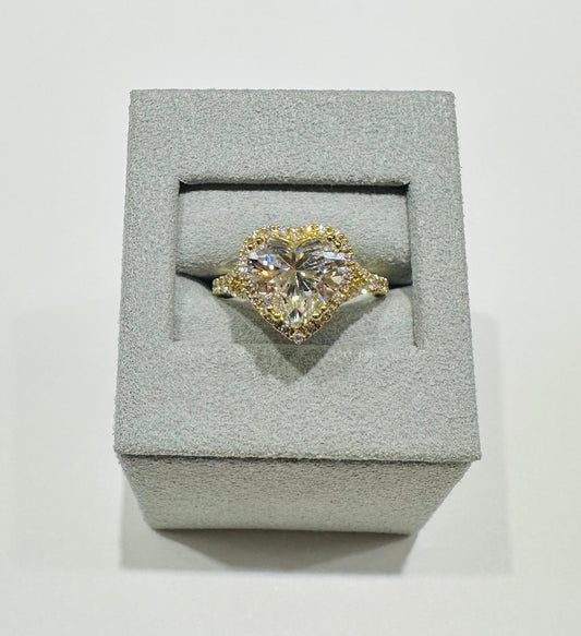 14K GOLD LAB GROWN DIAMOND HEART RNG VS- 3.46CTTW