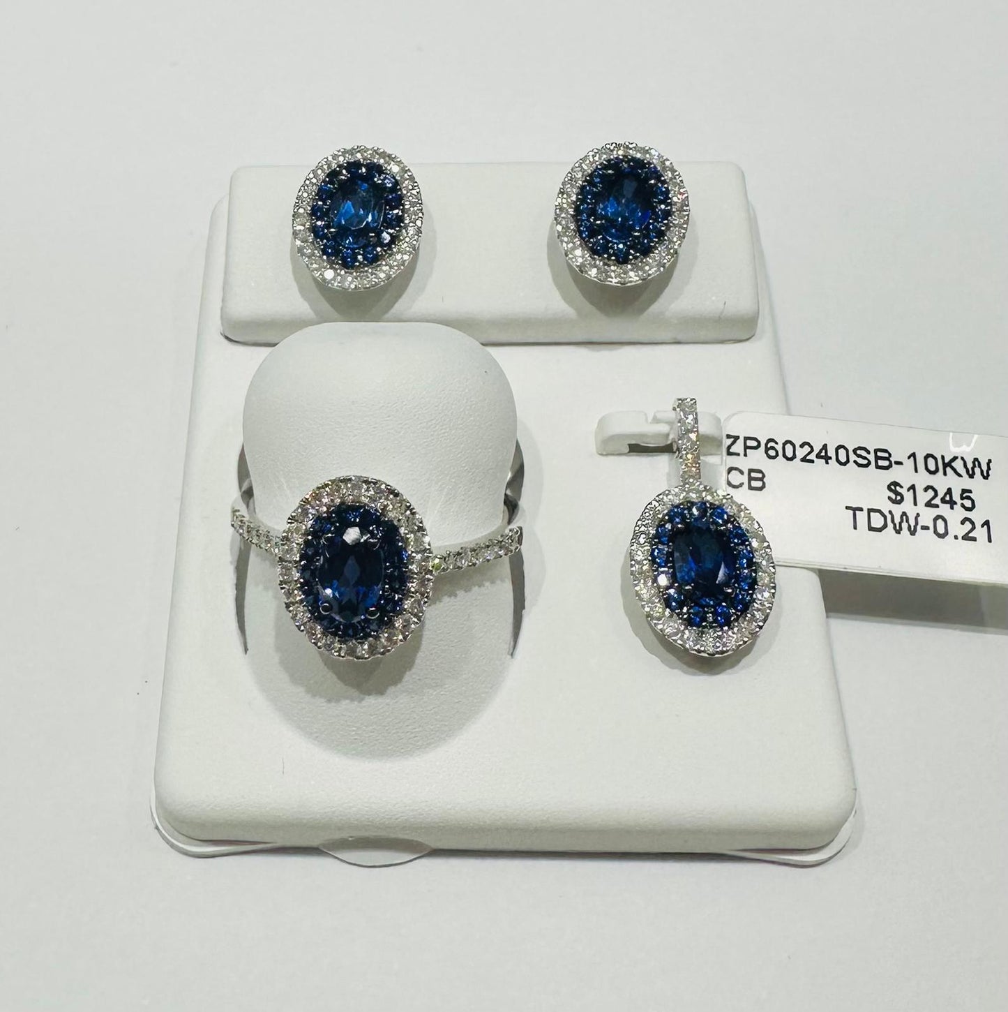 10K GOLD DIAMOND BIRTHSTONE SET (PENDANT, RING, EARRINGS)