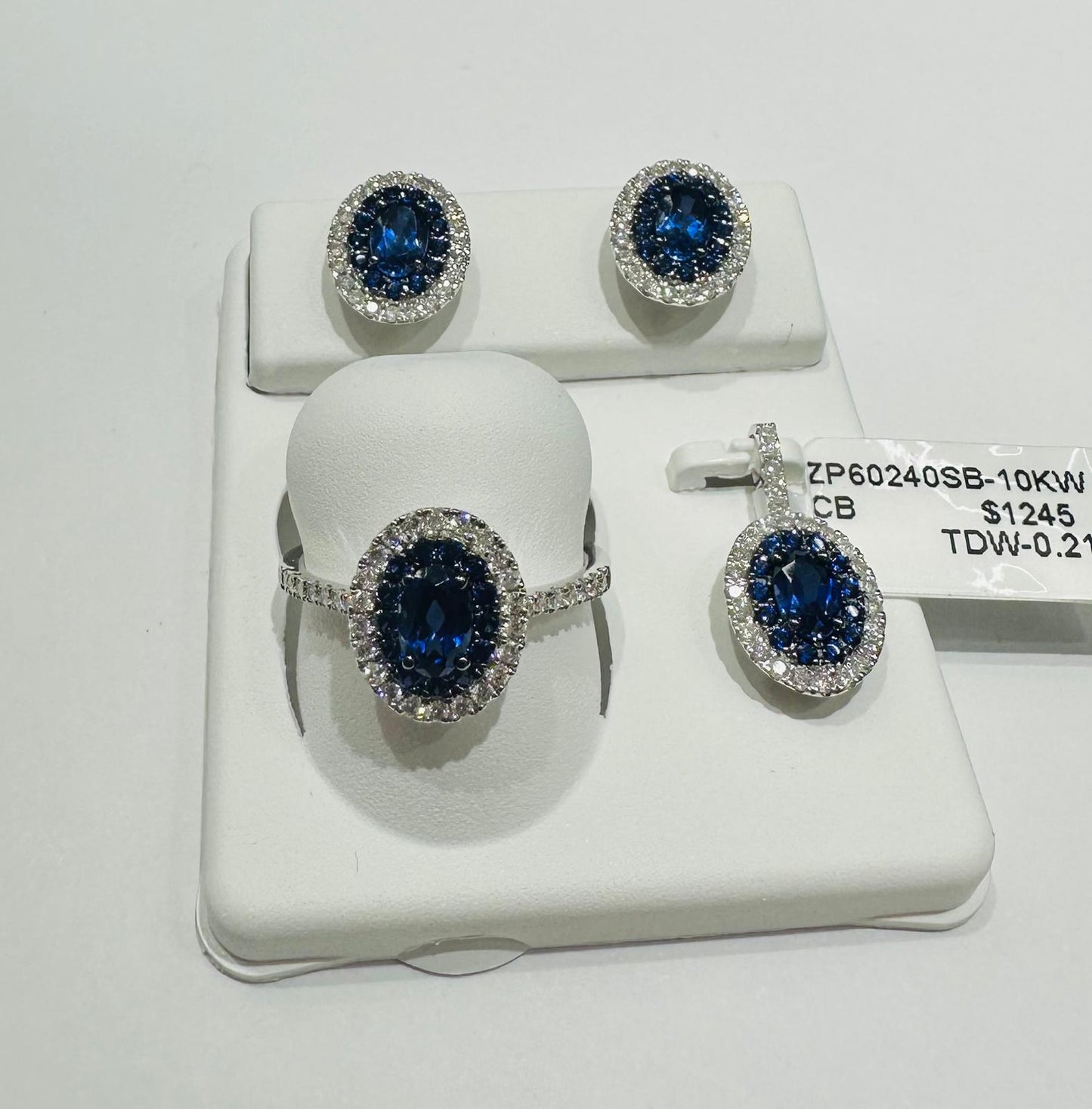 10K GOLD DIAMOND BIRTHSTONE SET (PENDANT, RING, EARRINGS)