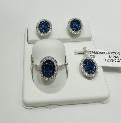 10K GOLD DIAMOND BIRTHSTONE SET (PENDANT, RING, EARRINGS)