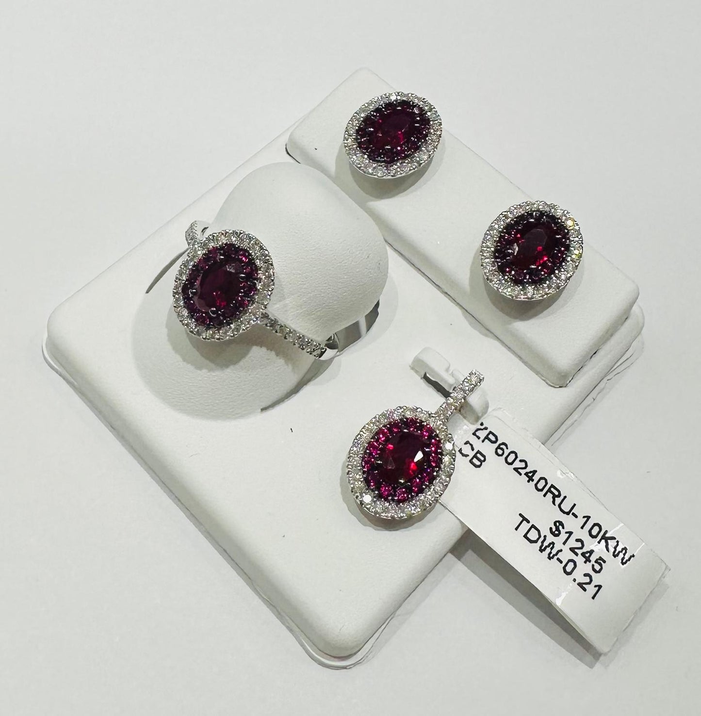 10K GOLD DIAMOND BIRTHSTONE SET (PENDANT, RING, EARRINGS)