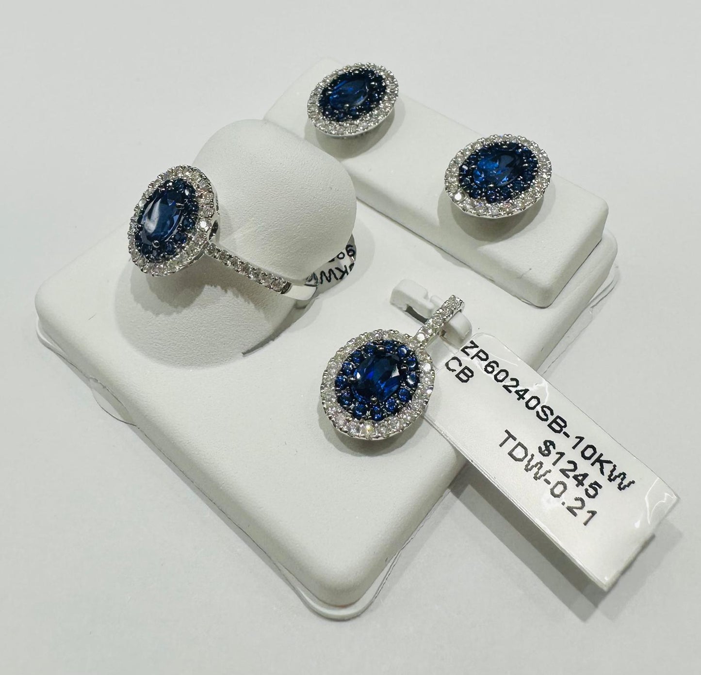 10K GOLD DIAMOND BIRTHSTONE SET (PENDANT, RING, EARRINGS)