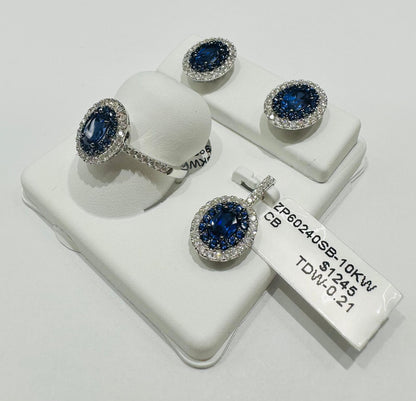 10K GOLD DIAMOND BIRTHSTONE SET (PENDANT, RING, EARRINGS)
