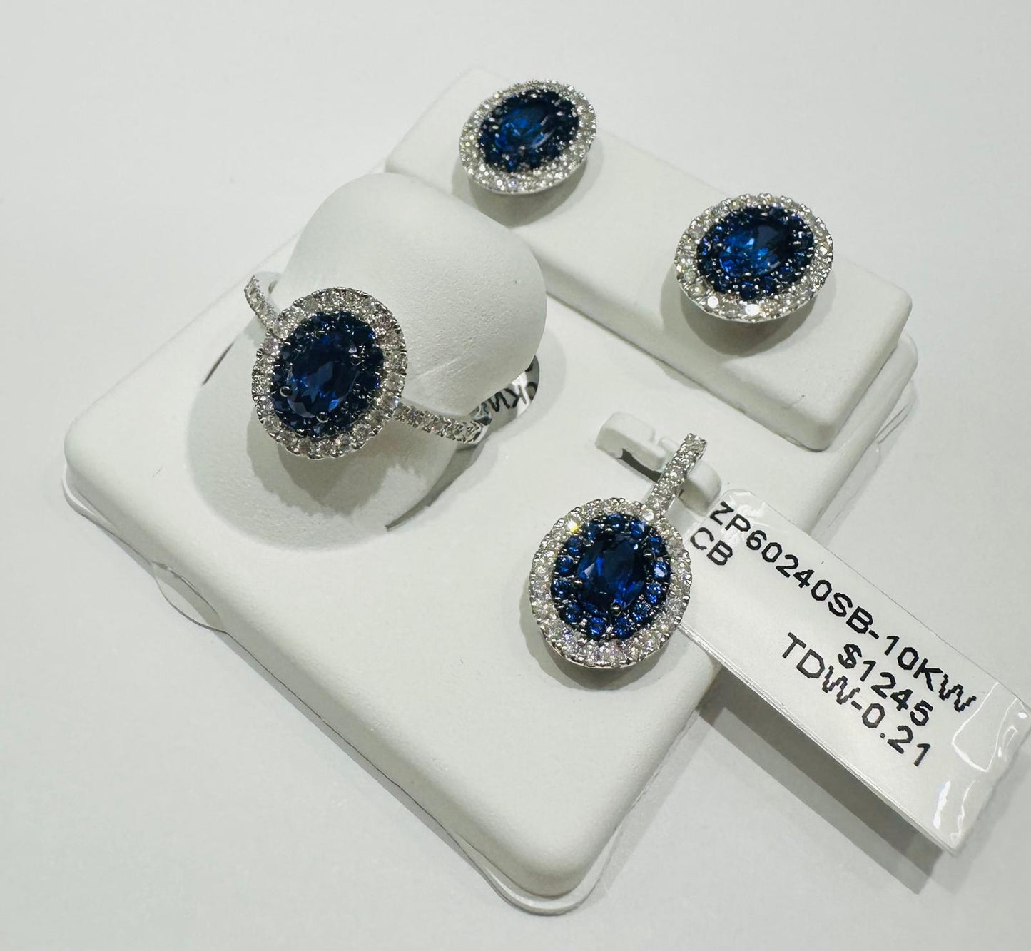10K GOLD DIAMOND BIRTHSTONE SET (PENDANT, RING, EARRINGS)