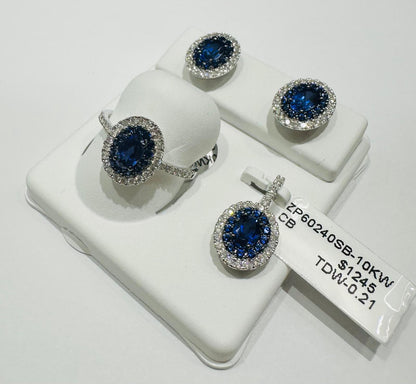 10K GOLD DIAMOND BIRTHSTONE SET (PENDANT, RING, EARRINGS)