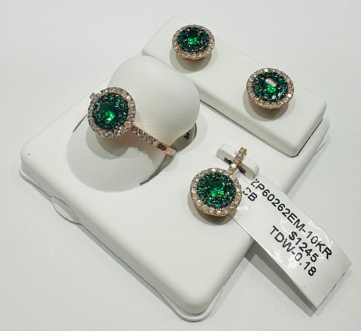 10K GOLD DIAMOND BIRTHSTONE SET (PENDANT, RING, EARRINGS)