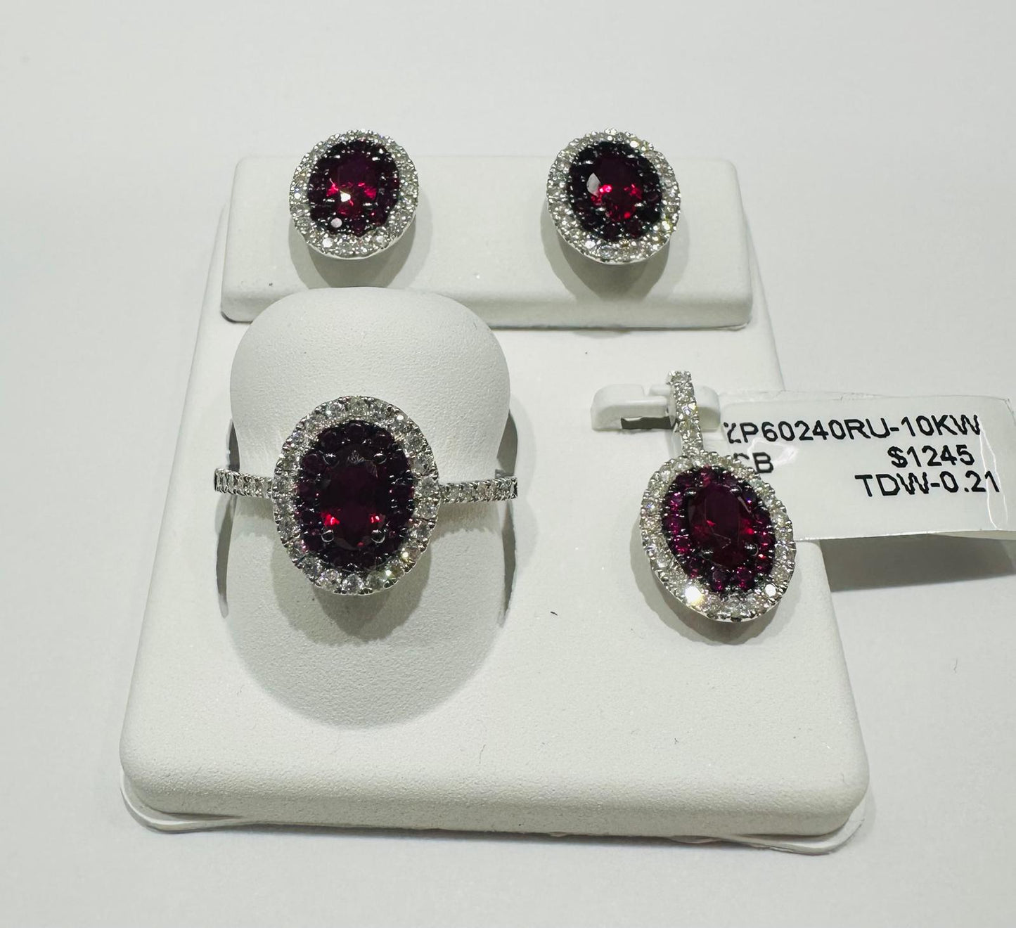 10K GOLD DIAMOND BIRTHSTONE SET (PENDANT, RING, EARRINGS)
