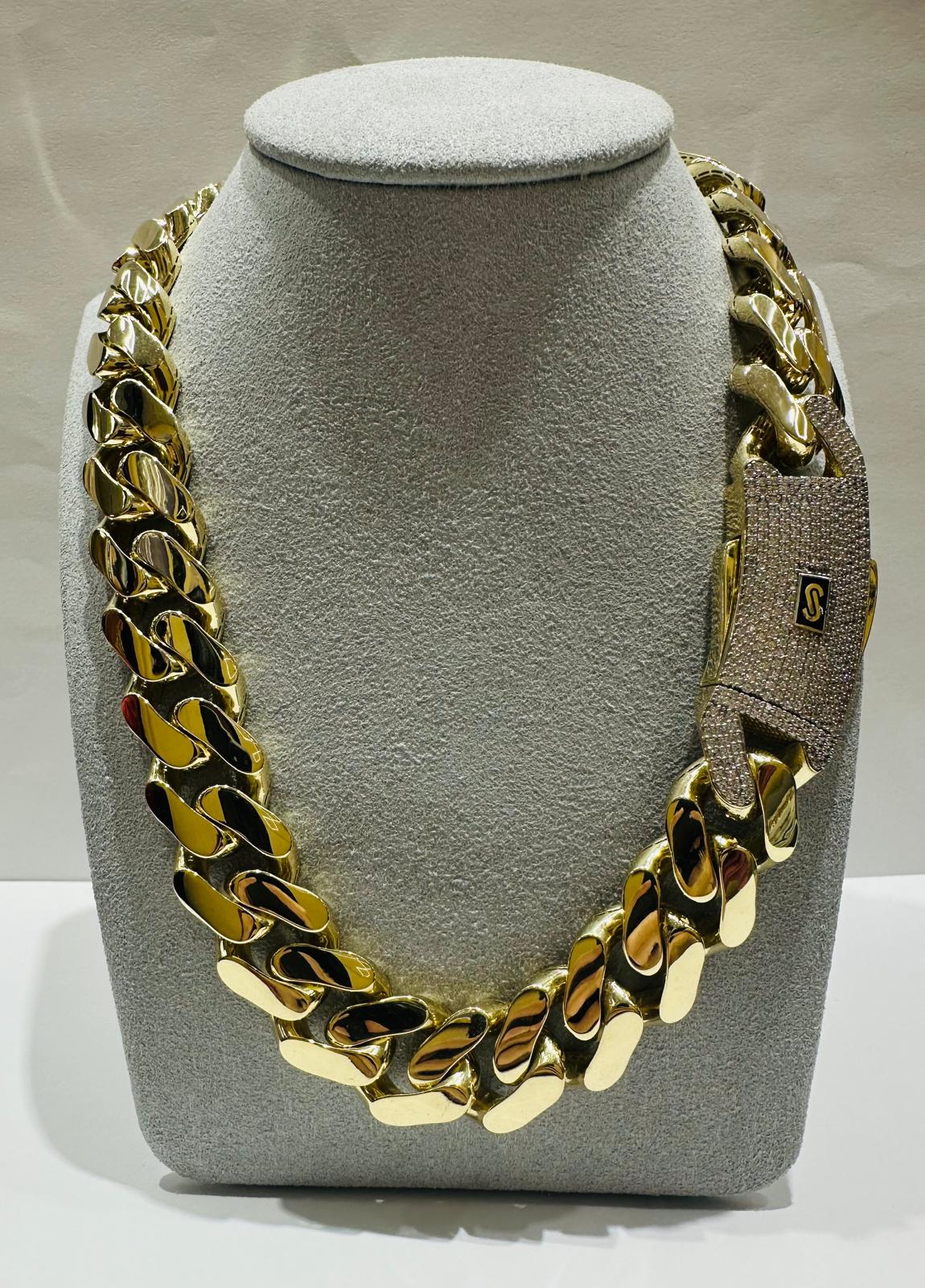 10K GOLD MONACO MIAMI CUBAN LINK CHAIN- WEIGHT: 66.7gm   22"   16.65mm