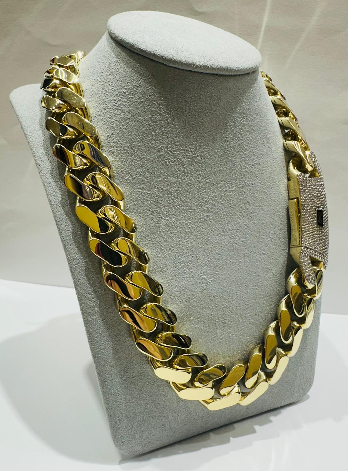 10K GOLD MONACO MIAMI CUBAN LINK CHAIN- WEIGHT: 66.7gm   22"   16.65mm
