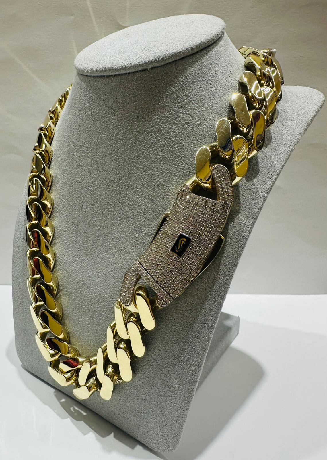 10K GOLD MONACO MIAMI CUBAN LINK CHAIN- WEIGHT: 66.7gm   22"   16.65mm