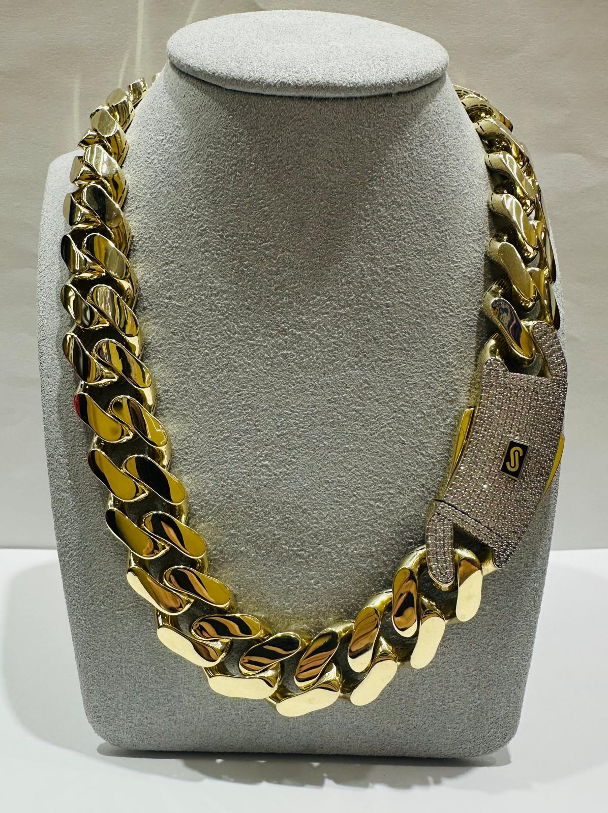 10K GOLD MONACO MIAMI CUBAN LINK CHAIN- WEIGHT: 71.8gm   24"   16.68mm